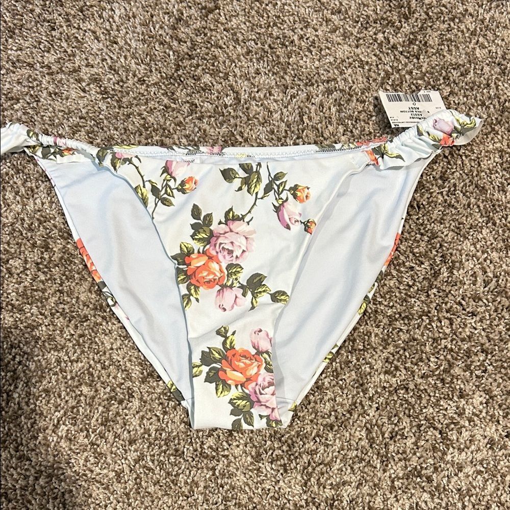 Aerie Floral Bikini Bottom with Pink and Yellow Accents. B2
